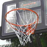 Bee Ball Ultimate full-size basketball hoop on a sturdy stand, vibrant design.