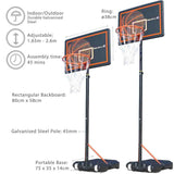 Bee Ball Pro Impact Basketball Set with stand, orange ball, adjustable height.