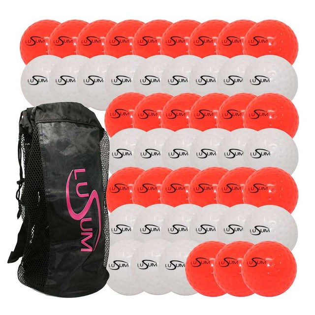 Buy 48 x Lusum Dimple Hockey Training Balls with Ball Bag 